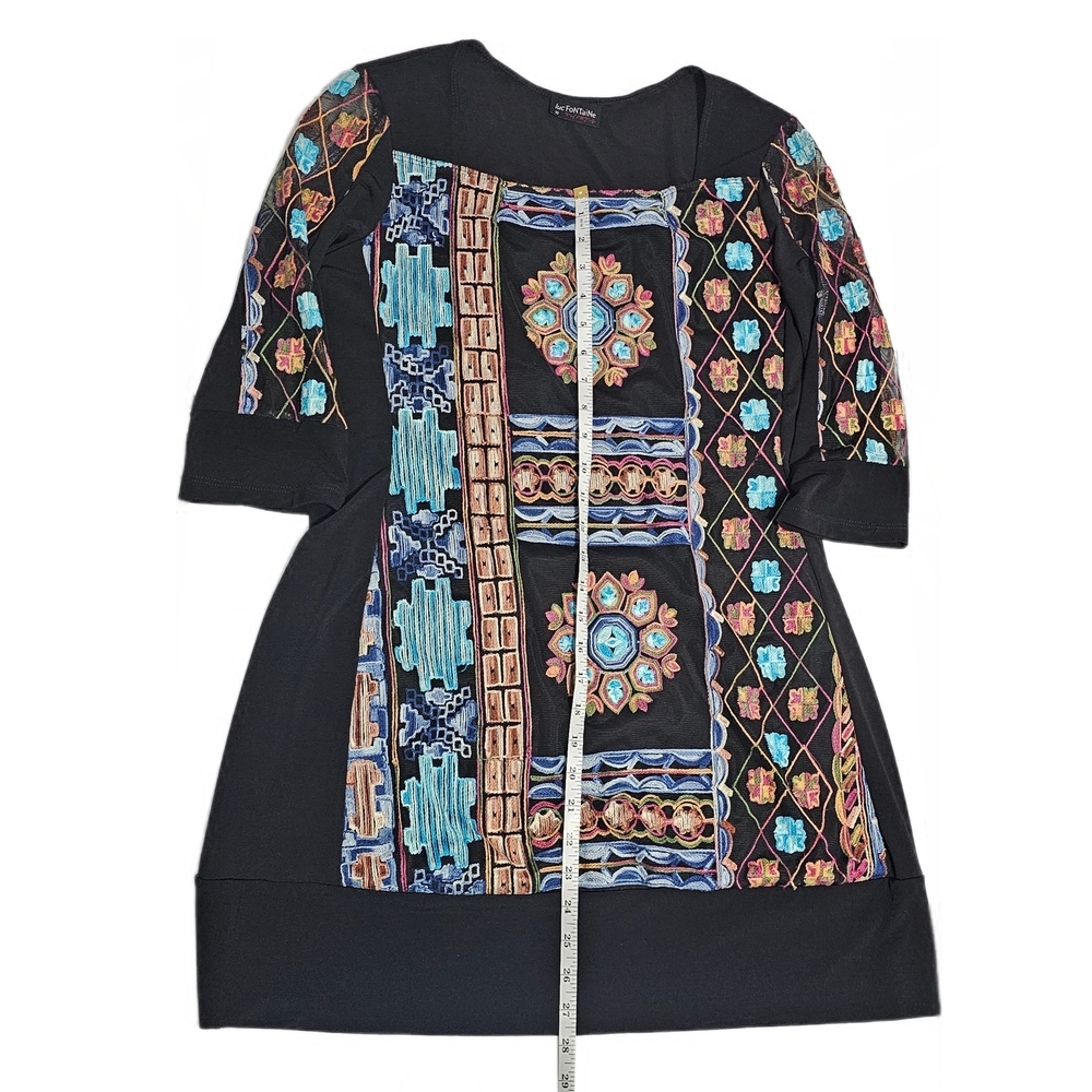 Luc Fontaine Babylone Short Boho Tunic Dress Embroidered Womens Size 10 - Picture 11 of 16